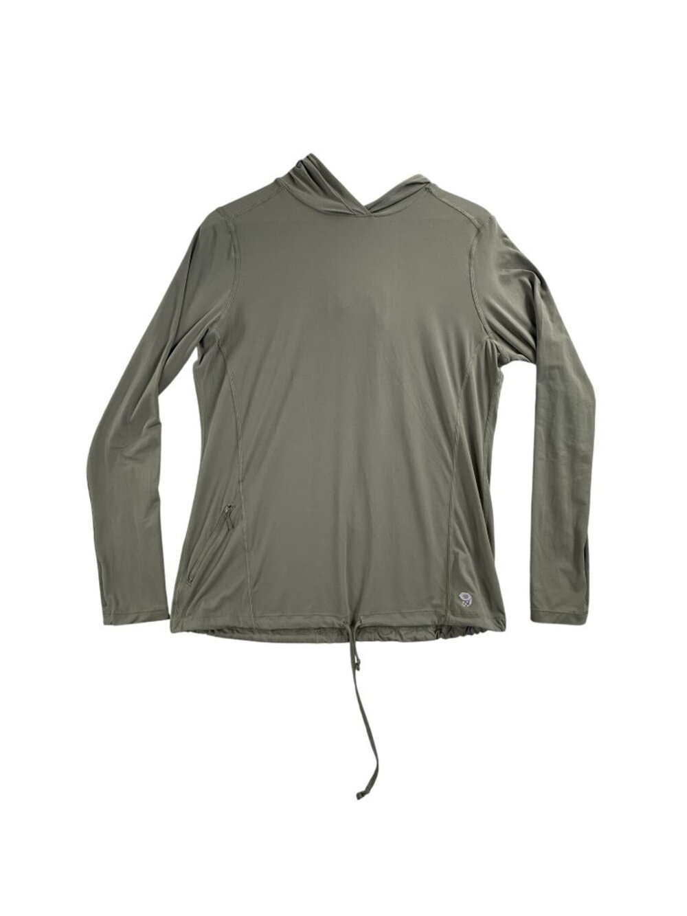 Mountain Hardwear Hoodie Womens Medium Green Lightweight Stretch Zip Pocket Hike